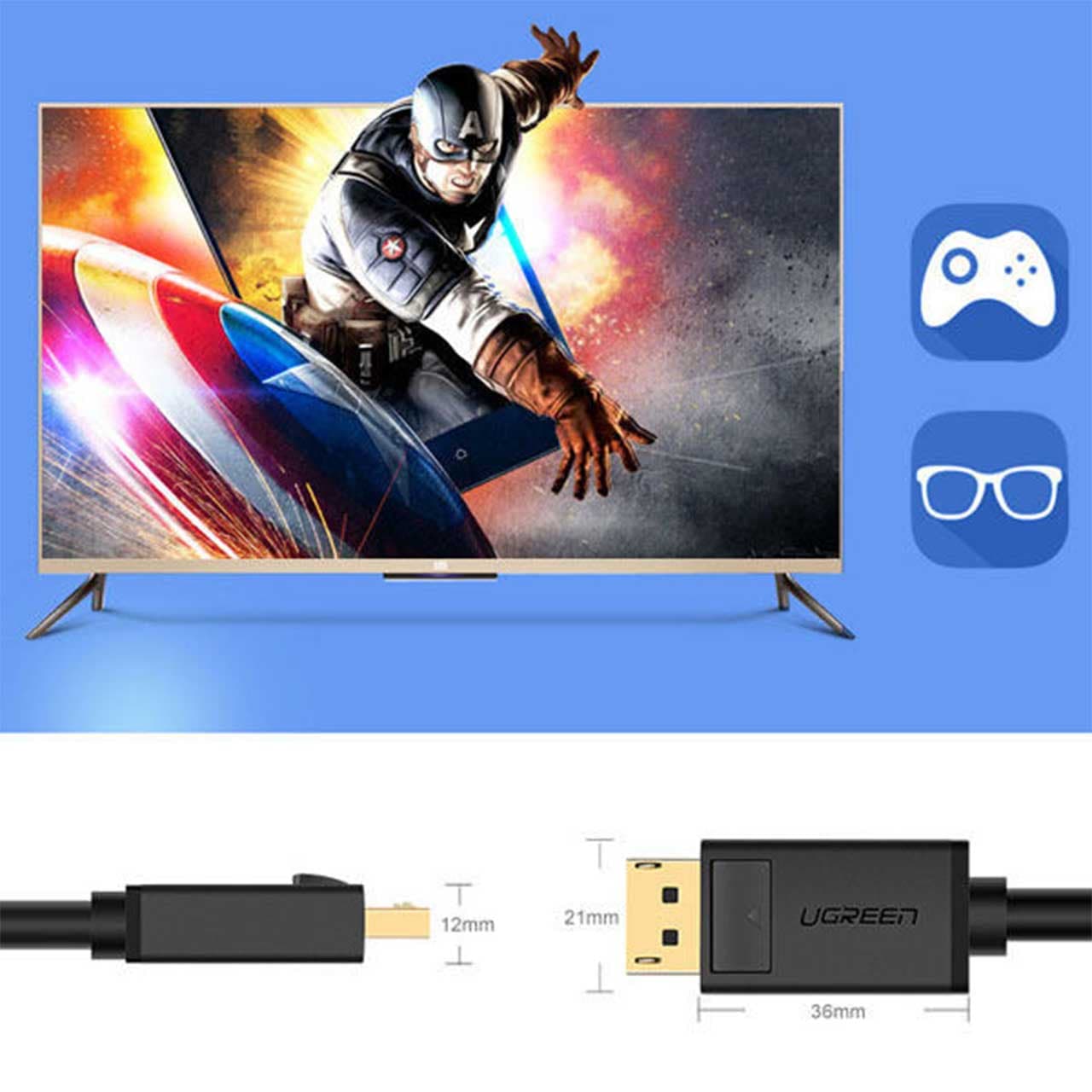 کابل Display Port یوگرین 1 متری Ugreen DP102 10244 — تصویر ۵