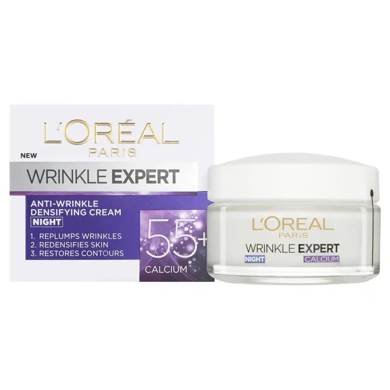کرم شب ضد چروک سه کاره لورال +55 سال 50 میل Loreal Wrinkle Expert Anti Wrinkle Densifying Night Cream +55 — تصویر ۹