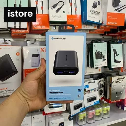 پاوربانک پاورولوجی 10000 میلی آمپر مدل PPBCHA27 | نو با گارنتی Powerology 10000 mAh PD20w QC 18W 2*USB-A 1*USB-C Port Fast Charging Power Bank PPBCHA27 — تصویر ۲