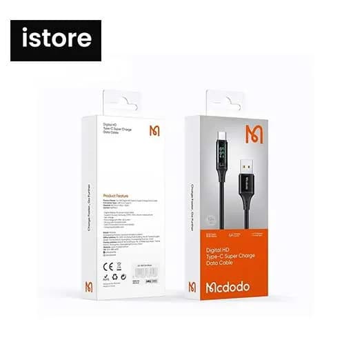 کابل شارژ سریع تایپ سی 66 واتی مک دودو مدل MCDODO CA-1080 داراي نمایشگر دیجیتال نو با گارنتی | کابل تبدیل USB به USB-C مک دودو مدل CA-1080 طول 1.2 متر | Mcdodo USB to USB-C conversion cable CA-1080 — تصویر ۷