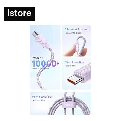 کابل USB به USB-C مک دودو مدل CA-3650 طول 1.2 متر نو با گارنتی | کابل تایپ سی فست شارژ Mcdodo CA-3650 | Mcdodo CA-3650 type C fast charging cable — تصویر ۳