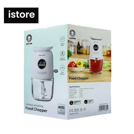 خردکن و ترازو برقی میکسر گرین لاین مدل (GNWLFDCHOPWH) Green Lion Wireless Weighing Food Chopper 600mL 7.4V نو با گارنتی سفید — تصویر ۶