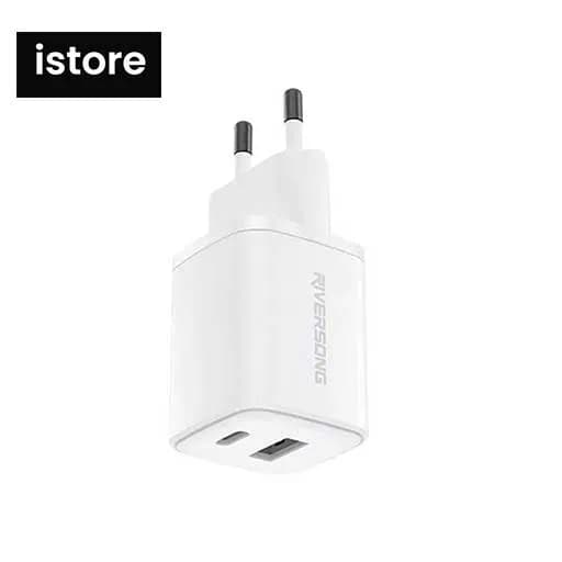 شارژر دیواری 2 پورت ریورسانگ مدل Safekub D6 AD28 30W | Riversong Safekub D6 AD28 30W 2-Port Quick Wall Charger نو با گارنتی (گارانتی مادام العمر LMR)