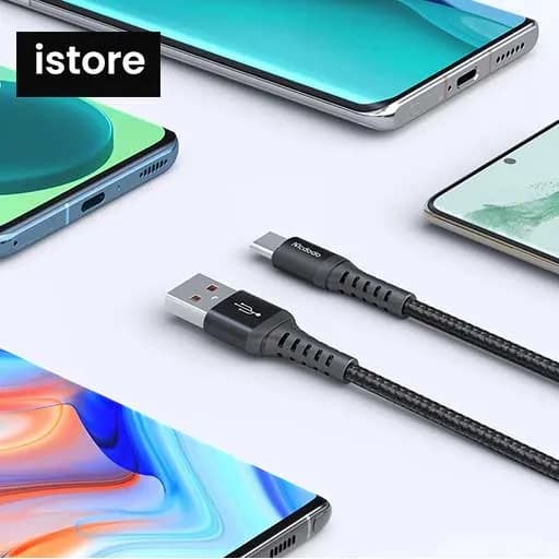 کابل تبدیل USB به USB-C مک دودو مدل CA-2271 طول 1 متر مشکی نو با گارانتی | کابل تایپ a به تایپ سی Mcdodo CA-2271 USB to USB-C Cable 1M — تصویر ۶