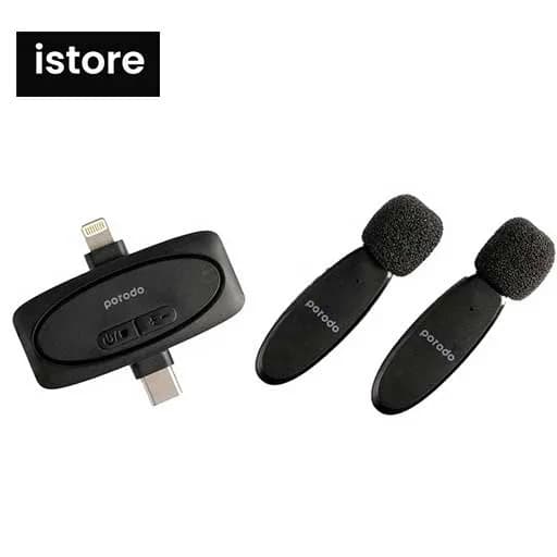 میکروفون بیسیم یقه ای پرودو Porodo Dual Connector Lavalier Microphone Dual Mic PD-2MLAV — تصویر ۳