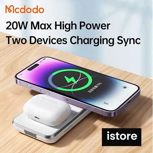 شارژر مگ سیف سفید 25وات و استند رومیزی مک دودو Mcdodo CH-1150 Wireless Magnetic Charger 3 in 1 — تصویر ۹