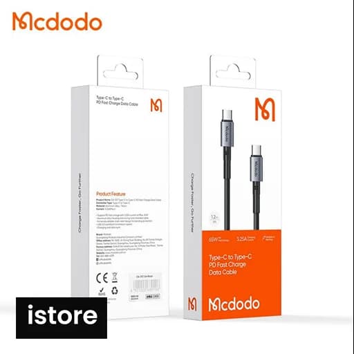 کابل تایپ سی به تایپ سی 65 وات مک دودو مدل CA-3130 طول 1متر | کابل دو سر تایپ سی | mcdodo ca-3130 65w type-c to type-c data cable — تصویر ۸