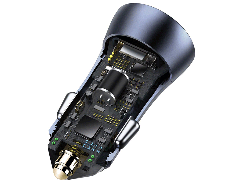 شارژر فندکی بیسوس Baseus Golden Contactor Pro Dual Quick Charger Car Charger U+C 40W Dark Gray CCJD-0G (گارانتی مادام العمر LMR) — تصویر ۱۲