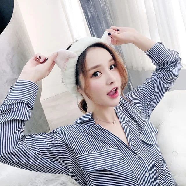 هدبند حوله ای مدل گربه Women Spa Head band Cat Model — تصویر ۲