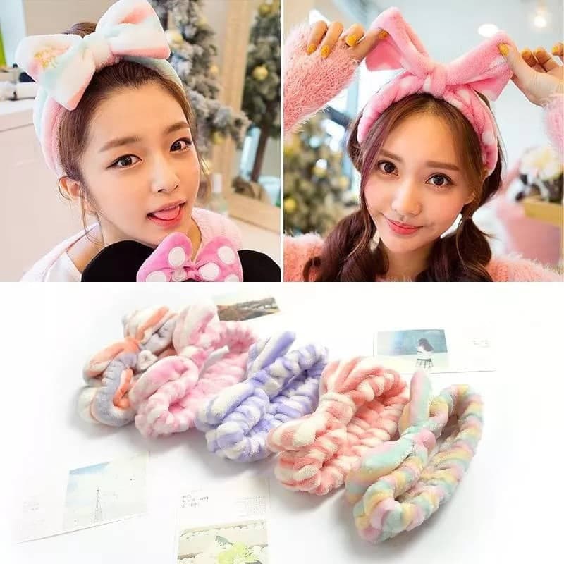 هدبند حوله ای پاپیونی راه راه اورجینال Women Spa Head band Bow Tie Model — تصویر ۵