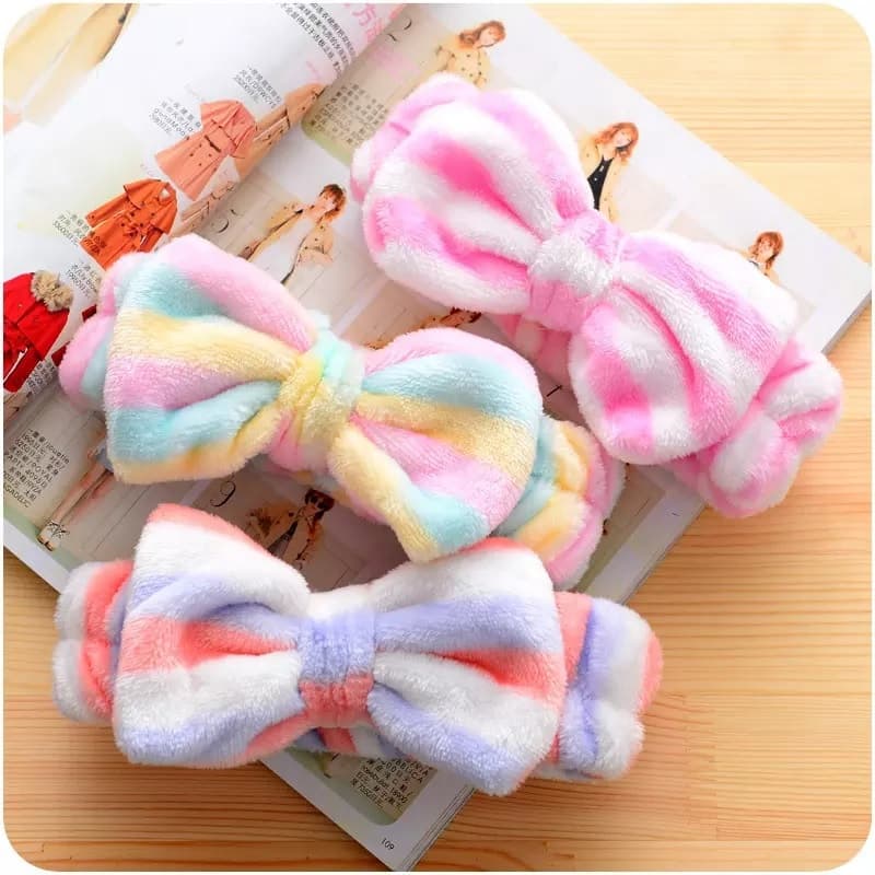 هدبند حوله ای پاپیونی راه راه اورجینال Women Spa Head band Bow Tie Model