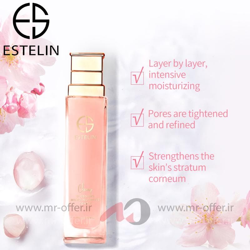 تونر صورت شکوفه گیلاس استلین اورجینال 110 میل ESTELIN Cherry Blossoms Micro-nutritive Toner — تصویر ۱۲