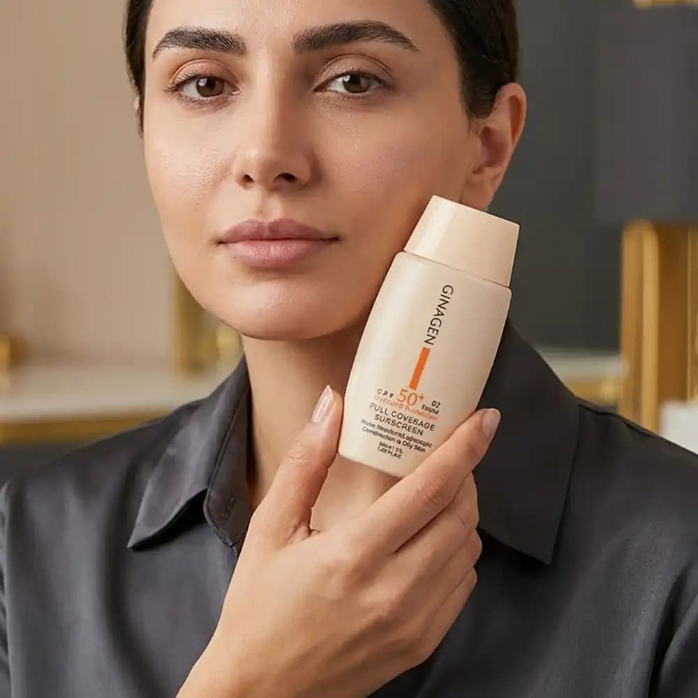 کرم ضدآفتاب SPF 50 رنگی ژیناژن (GINAGEN) کد 02 مناسب پوست چرب و مختلط حجم ۵۰ میلی لیتری — تصویر ۸