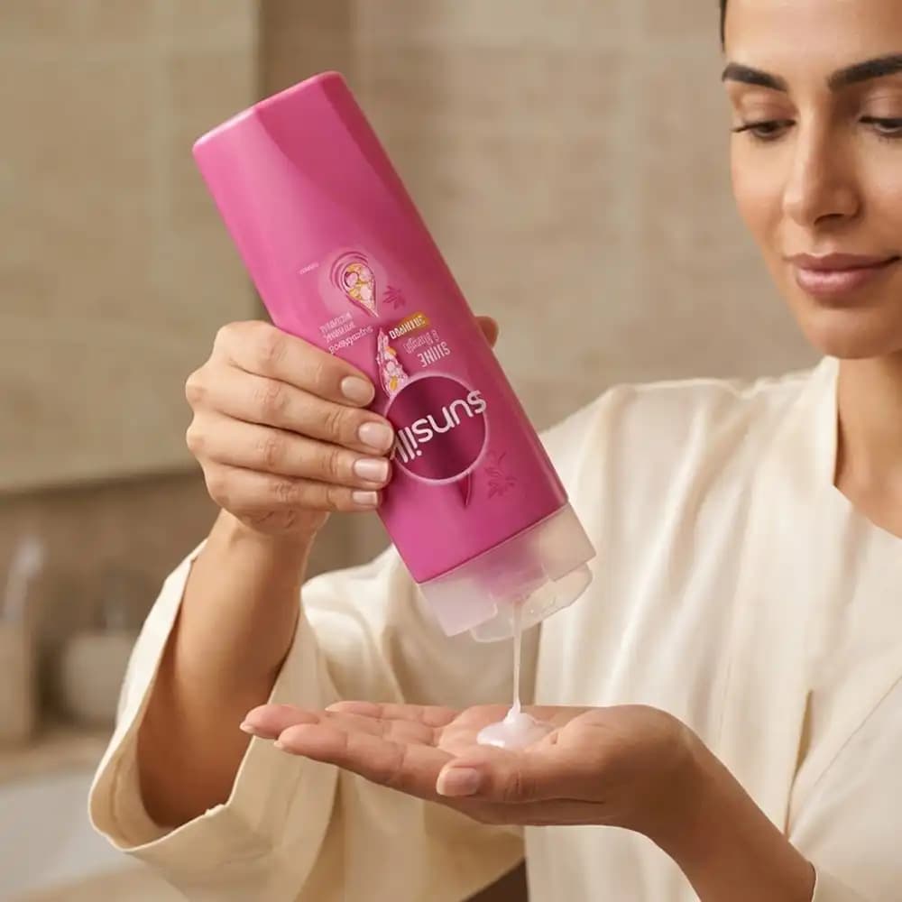 شامپو سانسیلک (sunsilk) صورتی مدل تقویت‌کننده و درخشان‌کننده (Shine & Strength) حجم ۳۵۰ میلی لیتری — تصویر ۶