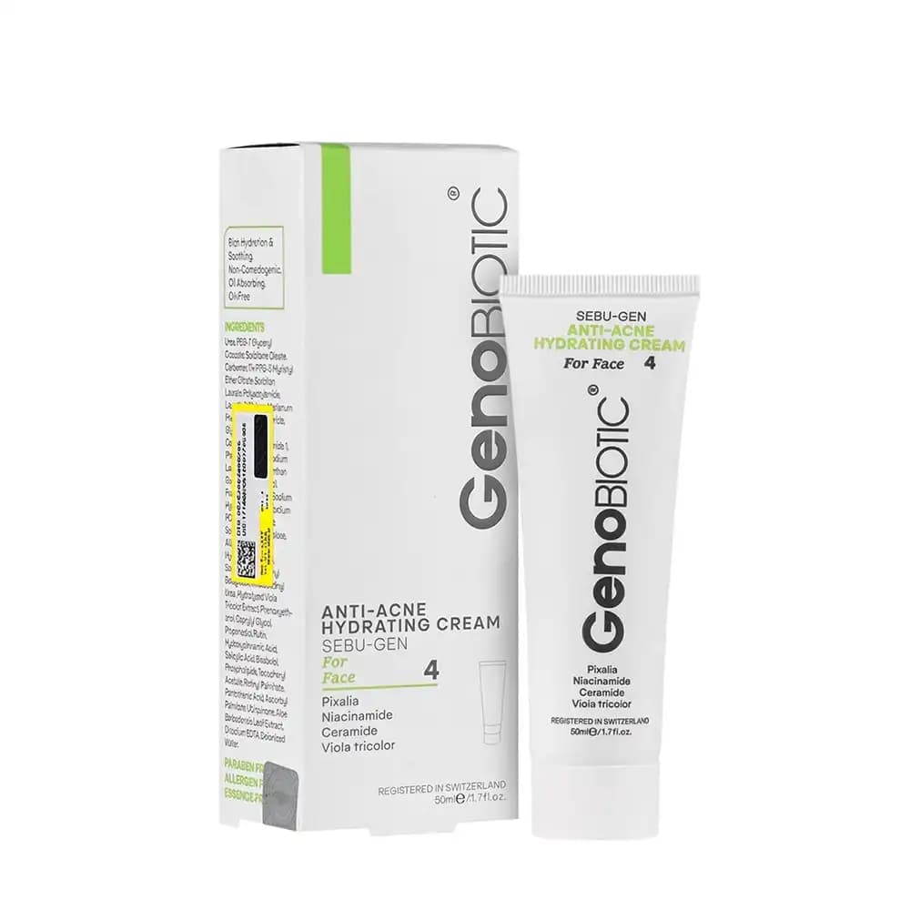 کرم آبرسان ضد آکنه صورت ژنوبایوتیک (GenoBiotic) مدل Sebu-Gen حجم 50 میلی لیتری