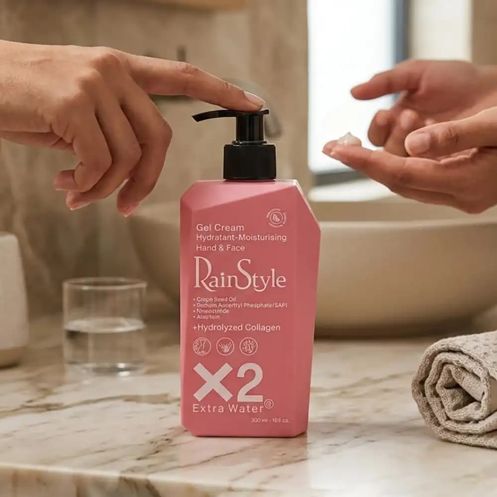 ژل کرم آبرسان و مرطوب‌کننده دست و صورت رین استایل (RainStyle) مدل کلاژن X2 Extra Water انواع پوست حجم 3۰۰ میلی‌لیتر — تصویر ۱۱