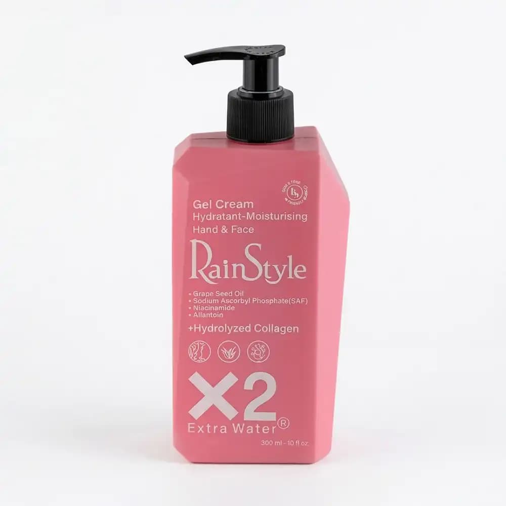 ژل کرم آبرسان و مرطوب‌کننده دست و صورت رین استایل (RainStyle) مدل کلاژن X2 Extra Water انواع پوست حجم 3۰۰ میلی‌لیتر — تصویر ۹