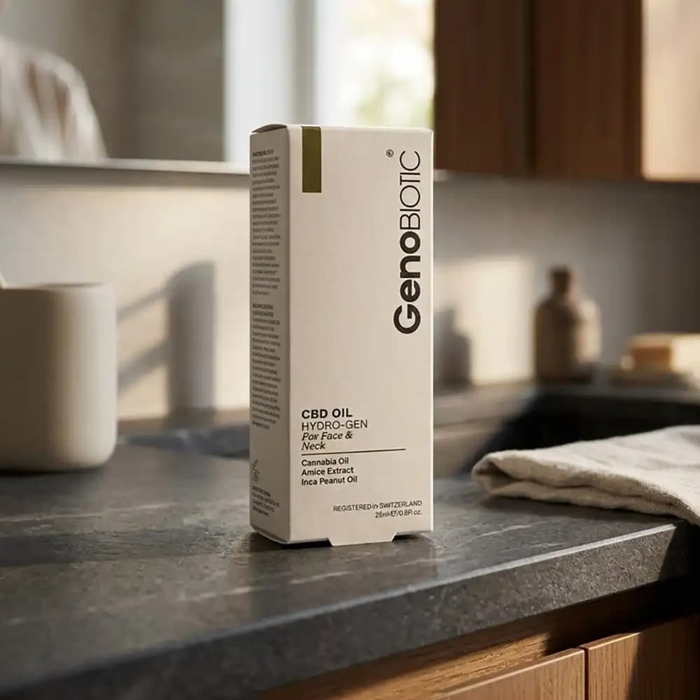 روغن CBD صورت و گردن ژنوبایوتیک (GenoBiotic) مدل Hydro-Gen ضد التهاب و جوان‌کننده حجم 25 میلی لیتری — تصویر ۵