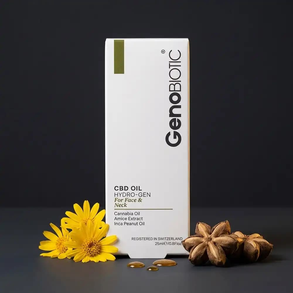 روغن CBD صورت و گردن ژنوبایوتیک (GenoBiotic) مدل Hydro-Gen ضد التهاب و جوان‌کننده حجم 25 میلی لیتری — تصویر ۳