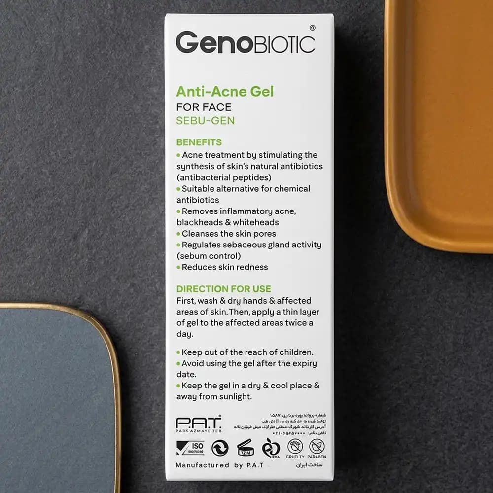 ژل ضد جوش صورت ژنوبایوتیک (GenoBiotic) مدل Sebu-Gen حجم 30 میلی لیتری — تصویر ۲