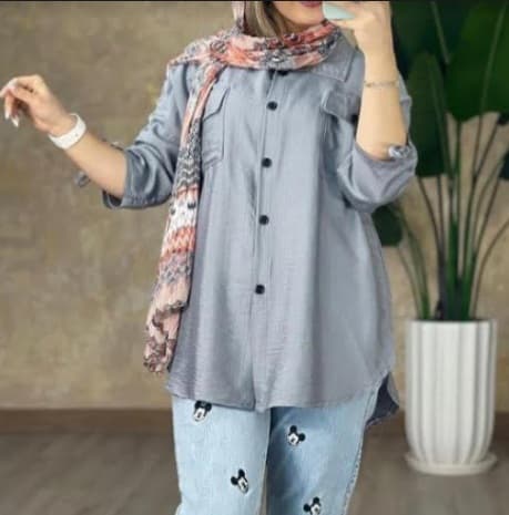 شومیز دو جیب آستین گت کد 26 — تصویر ۶