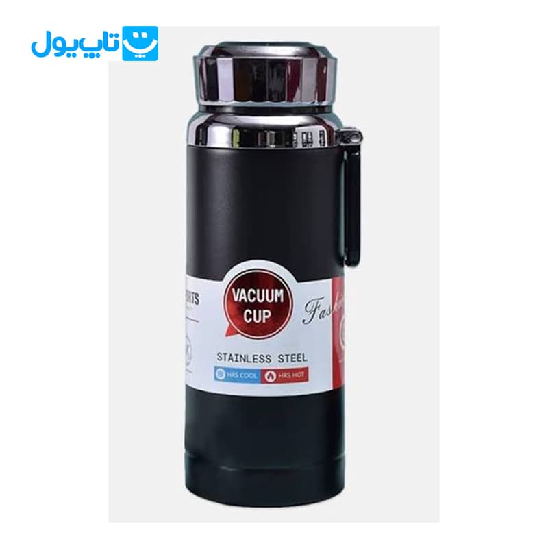فلاسک استیل وکیوم کاپ Vacuum Cup سرد و گرم رنگ مشکی اسپرت مدل در الماسی حجم ۸۰۰ میلی‌لیتر