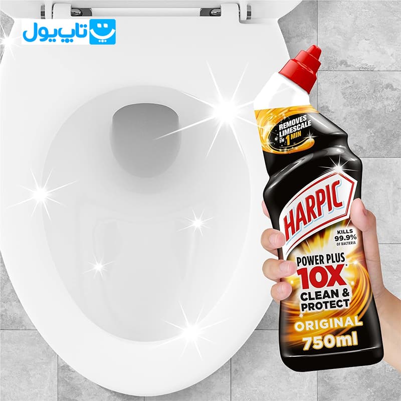 جرمگیر سرویس بهداشتی هارپیک Harpic مدل Power Plus 10X پاور پلاس اورجینال حجم 750 میلی‌لیتر — تصویر ۳