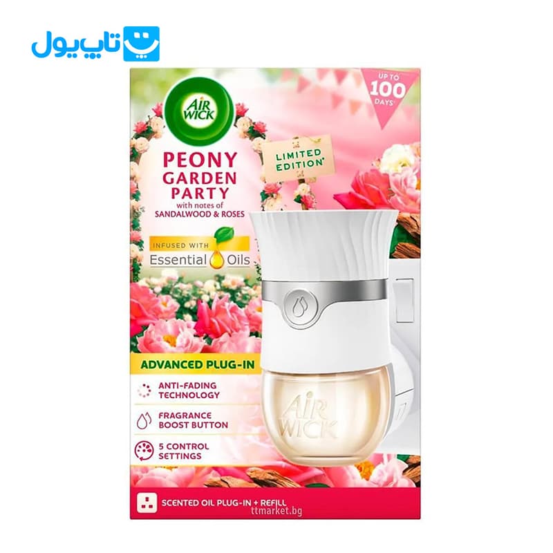 دستگاه خوشبوکننده هوای برقی ایر ویک Air Wick رایحه گل صدتومانی Peony Garden Party و چوب صندل و گل رز Sandalwood & Roses