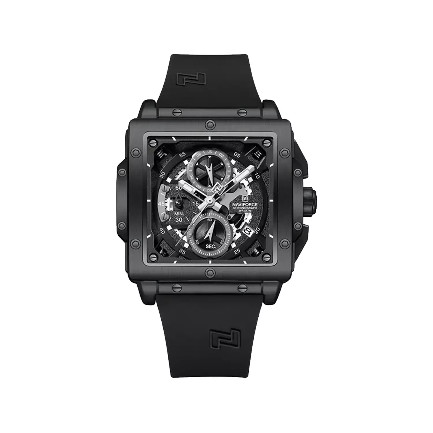 ساعت مچی نیوی فورس مردانه قاب مربع قرمز کرنوگراف NF8064-B.B.R — تصویر ۲