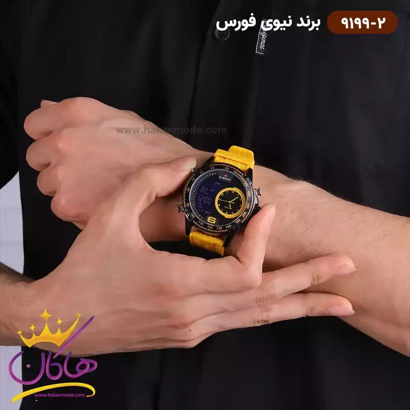 ساعت مردانه نیوی فورس دو زمانه زرد بند رابر 9199 — تصویر ۴