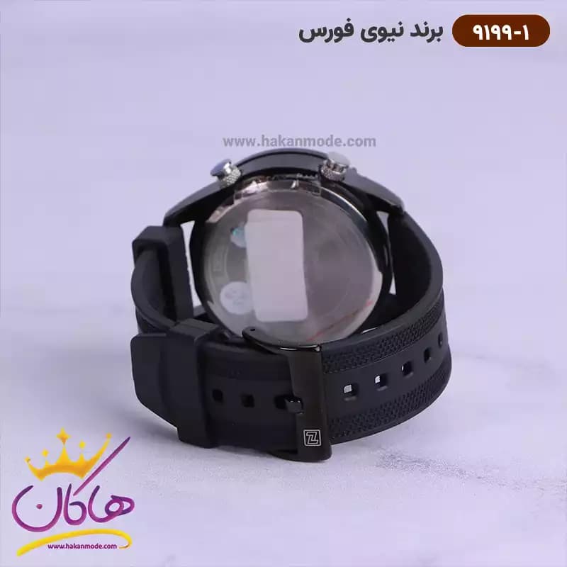 ساعت مردانه نیوی فورس دو زمانه مشکی بند رابر 9199 — تصویر ۵