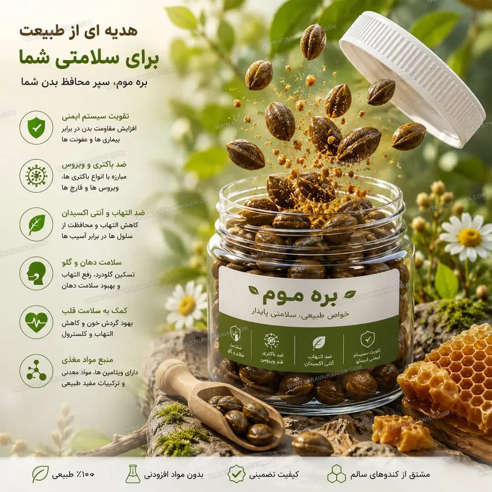 بره موم ارگانیک و طبیعی 100 گرمی نمونه خوانسار با بهترین قیمت + خرید آنلاین — تصویر ۲