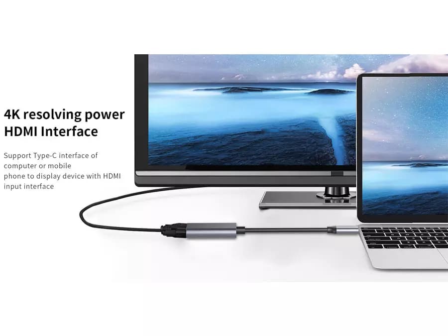 مبدل تایپ سی به اچ دی ام آی رسی Recci Type-C to HDMI Adapter 4K Cable RH11 — تصویر ۴