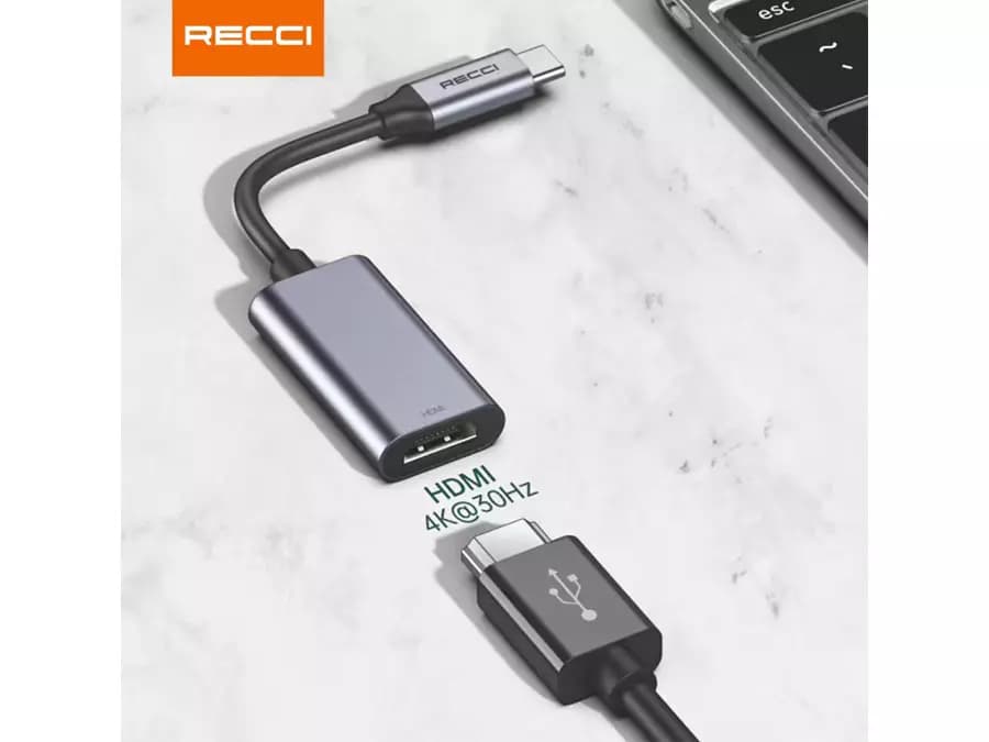 مبدل تایپ سی به اچ دی ام آی رسی Recci Type-C to HDMI Adapter 4K Cable RH11 — تصویر ۵