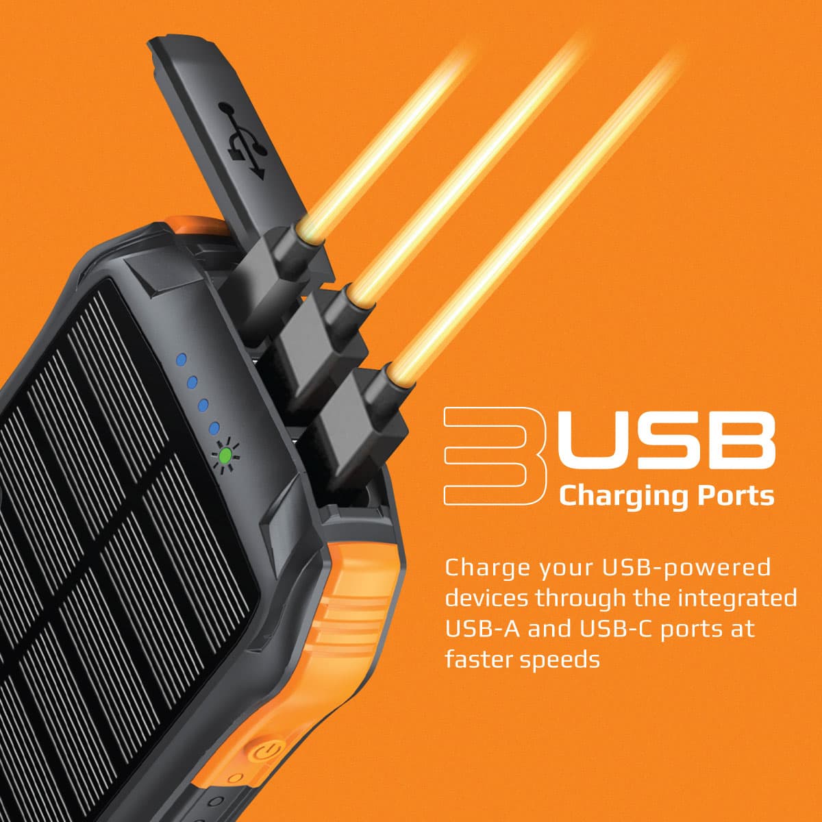 پاور بانک خورشیدی پرومیت مدل Promate Rugged EcoLight Multi-Port Solar Power Bank SolarTank-10PDQi با ظرفیت 10000mAh — تصویر ۳