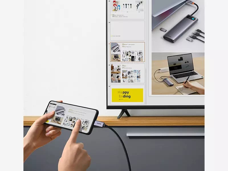 کابل تبدیل تایپ سی به اچ دی ام آی بیسوس Baseus Adapter Cable USB Type-C to HDMI WKGQ010201 طول 3 متر — تصویر ۷