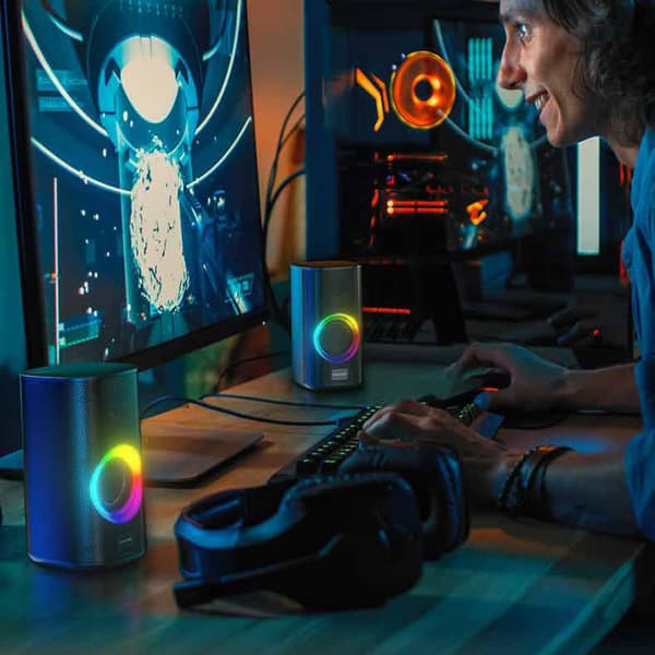 اسپیکر بلوتوثی گیمینگ RGB ویکام مدل WEKOME Gaming Series Bluetooth Speaker D33 — تصویر ۷