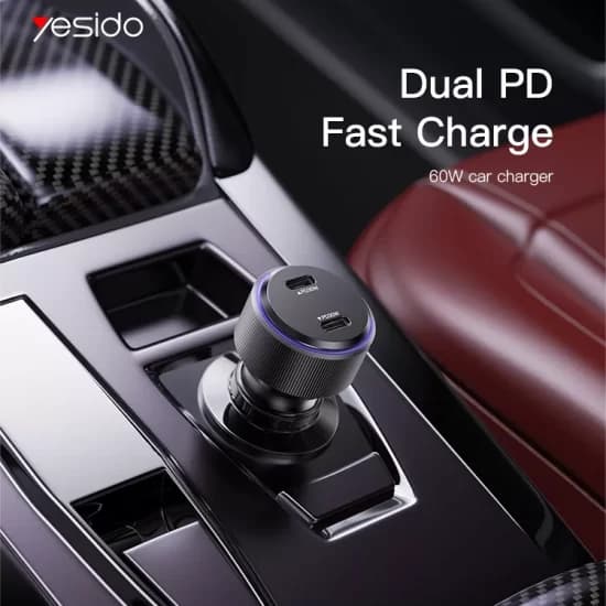 شارژر فندکی فست شارژ 2 پورت یسیدو YESIDO Y48 با حداکثر توان 60W — تصویر ۱۱