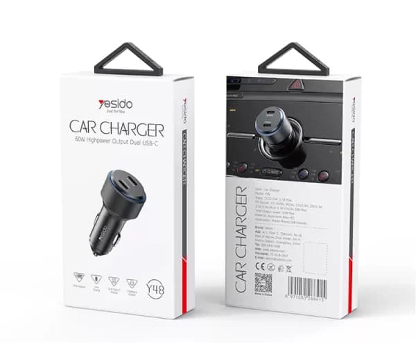 شارژر فندکی فست شارژ 2 پورت یسیدو YESIDO Y48 با حداکثر توان 60W — تصویر ۱۰