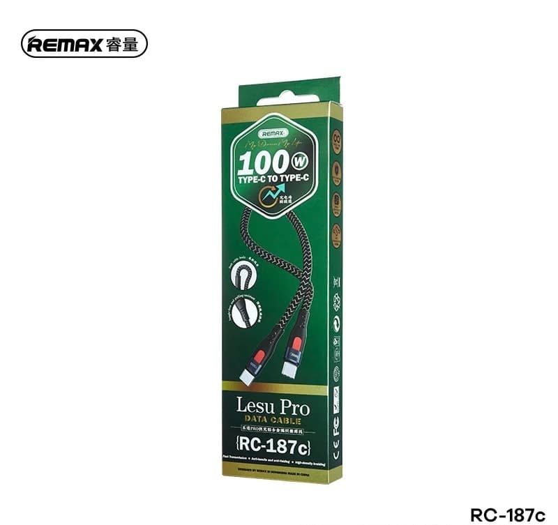 کابل تایپ سی به تایپ سی ریمکس مدل REMAX RC-187C با توان 100W — تصویر ۹