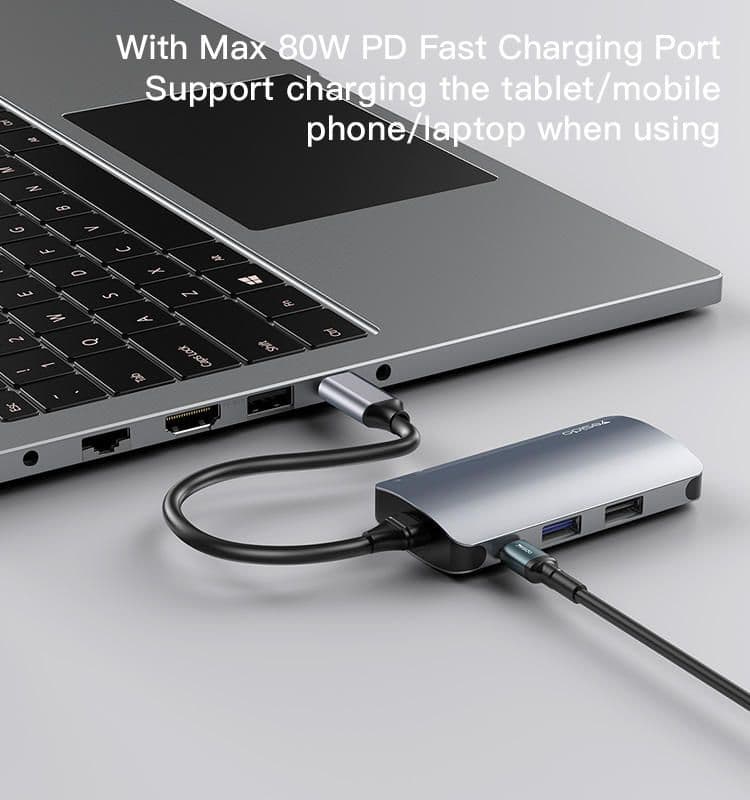 هاب 6در1 تایپ یسیدو مدل Yesido 6 in 1 USB C to Multiport Adapter/HUB HB15 — تصویر ۵