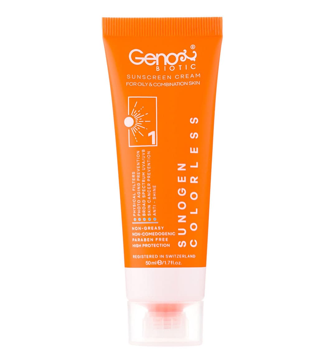 کرم ضدآفتاب بی رنگ ژنو بایوتیک مناسب پوست چرب و مختلط با spf 50 — تصویر ۵
