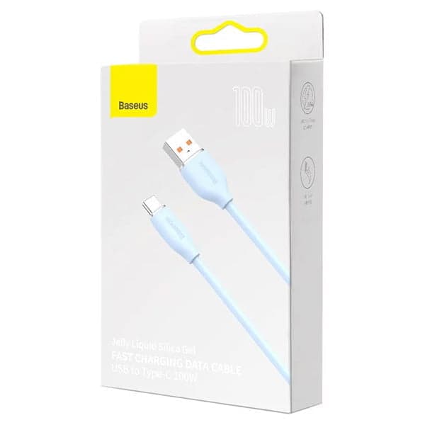 کابل USB به USB-C باسئوس مدل (JELLY LIQUID SILICA GEL (100W طول 1.2 متر — تصویر ۹