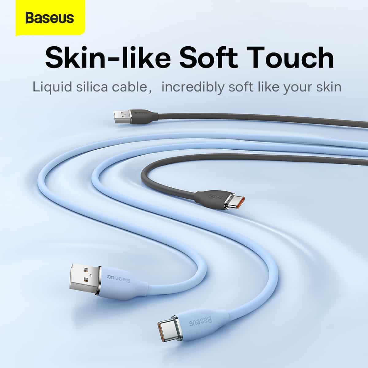 کابل USB به USB-C باسئوس مدل (JELLY LIQUID SILICA GEL (100W طول 1.2 متر — تصویر ۱۲