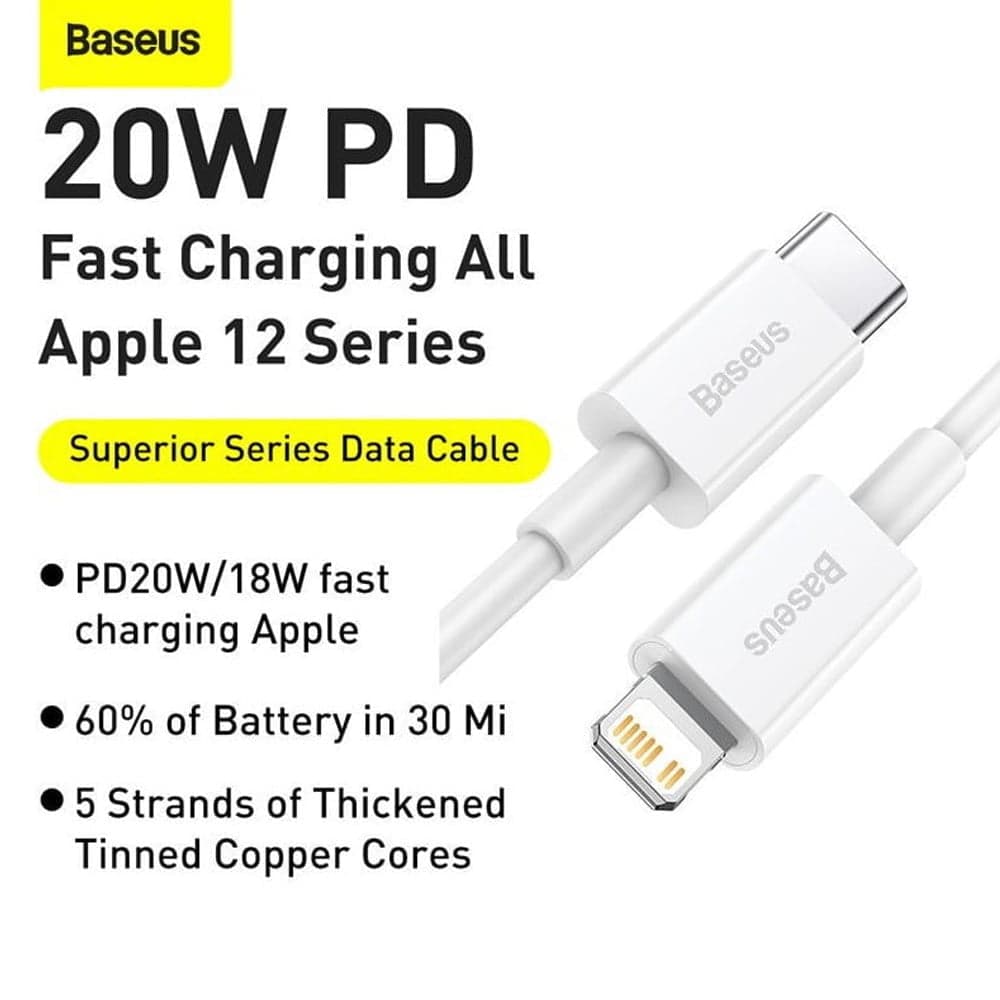 کابل تبدیل usb-c به لایتنینگ باسئوس مدل CATLYS-C02 طول 2 متر — تصویر ۳