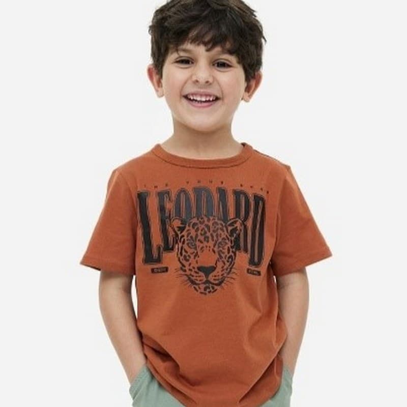 تیشرت بچگانه پسرانه قهوه ای برند H&M — تصویر ۴