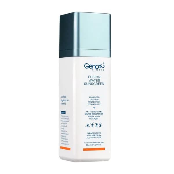 ضد آفتاب فیوژن واتر ژنوبایوتیک بی رنگ SPF50 مناسب انواع پوست — تصویر ۵