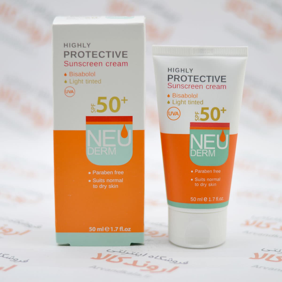 ضدآفتاب هایلی پروتکتیو SPF50نئودرم (بژ تیره) 50میل Neuderm Highly Protective SPF50 Sunscreen (Dark Beige) 50ml — تصویر ۶