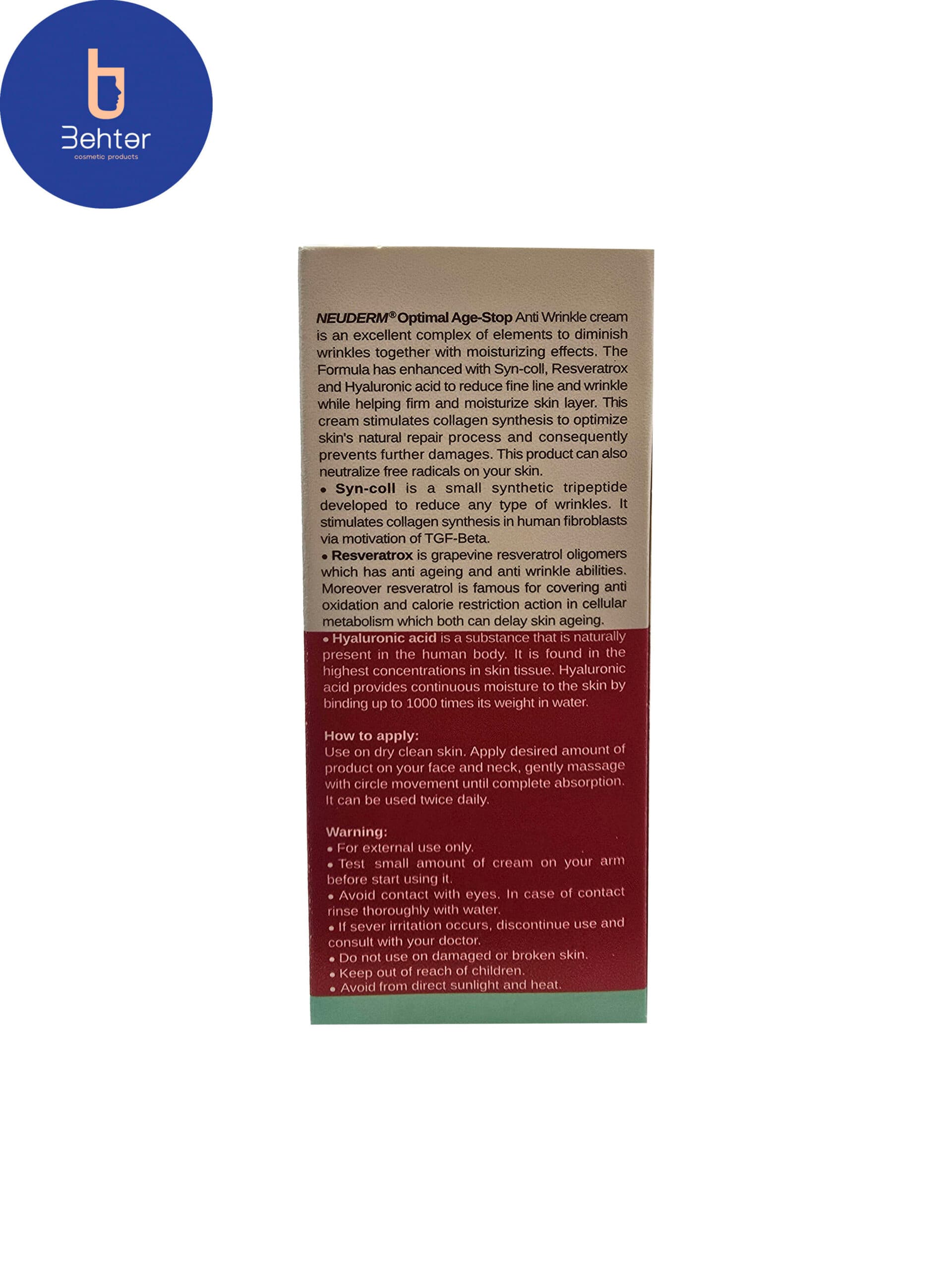 کرم ضد چروک اپتیمال ایج استاپ نئودرم 50میل Neuderm Optimal Age Stop Anti-Wrinkle Cream 50ml — تصویر ۱۲