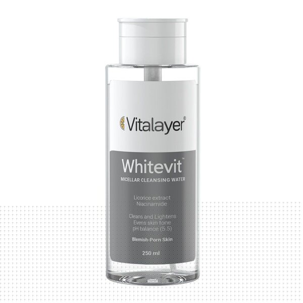 محلول پاک کننده آرایش ویتالیر مدل Whitevit مناسب پوست های کدر و مستعد لک 250 میل Vitalayer Whitevit makeup remover solution suitable for dull and blemish-prone skin, 250 ml — تصویر ۶